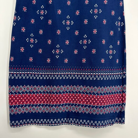Talbots Sheath Dress XSP Foulard Print Sleeveless Cotton Navy Blue Red Casual - Picture 6 of 11